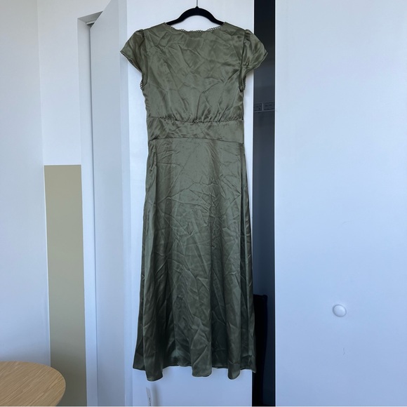 Reformation Cassie Silk Midi Dress in Aloe Vera Green - Picture 5 of 6